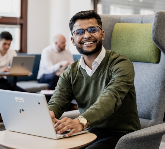 Sellafield employee on a laptop